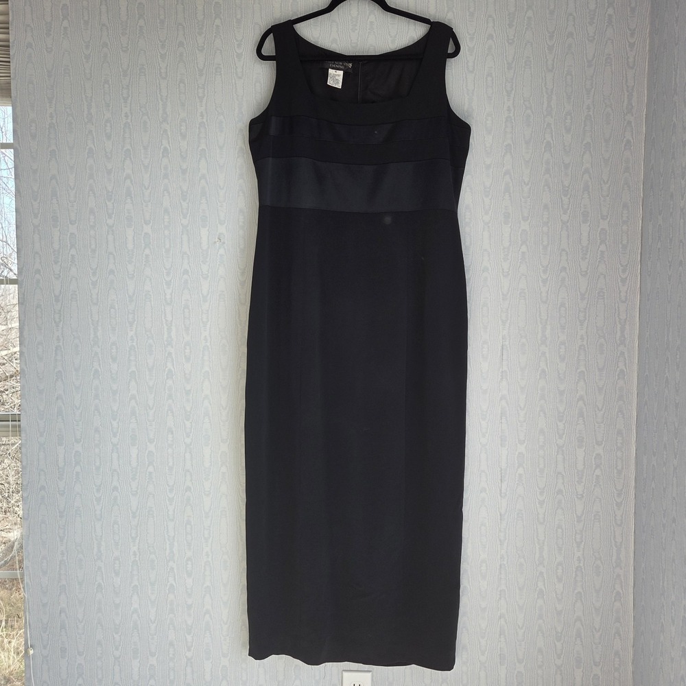 Vtg‎ Y2K Jones New York Evening Gown 16 Black Sleeveless Dress Formal Pencil LBD